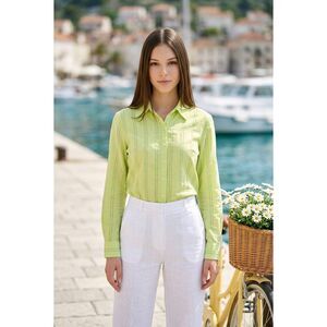 🔺️Isaac Mizrahi Lime Buttoned Front Long Sleeve Top Medium